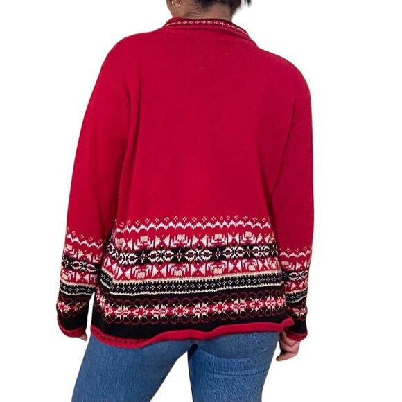 Christmas Sweater Jacket Small Vintage Ski Holiday 80s - Picture 2 of 14